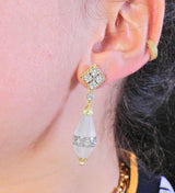 Buccellati Carved Crystal Diamond Gold Drop Earrings - Oak Gem
