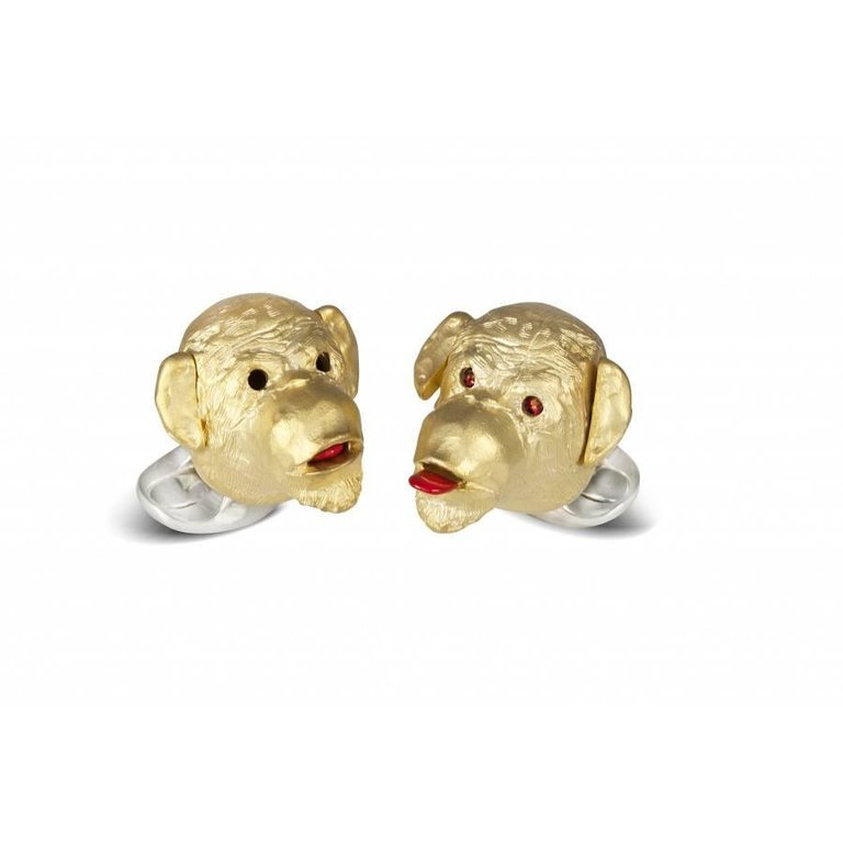 Deakin & Francis Ruby Silver Gold-Plated Cheeky Monkey Cufflinks - Oak Gem