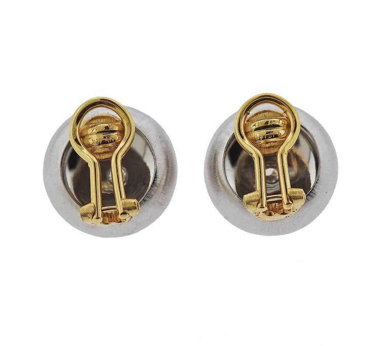 Buccellati 18k Gold Diamond Button Earrings - Oak Gem