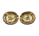 Gold Moonstone Enamel Star Earrings