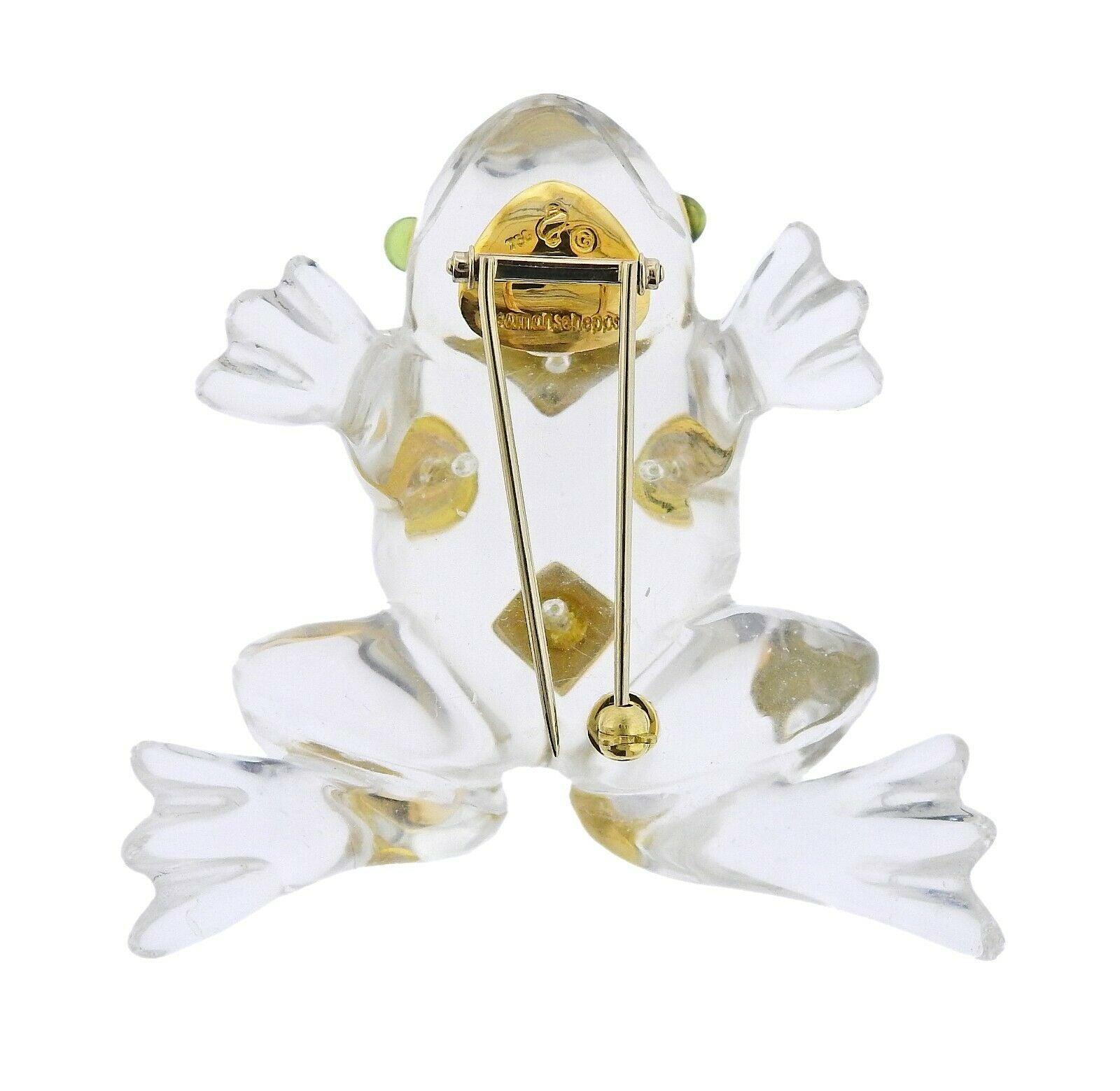 Seaman Schepps Crystal Aquamarine Tourmaline Iolite Gold Frog Brooch - Oak Gem