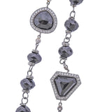 Erica Courtney Platinum Black White Diamond Lariat Necklace