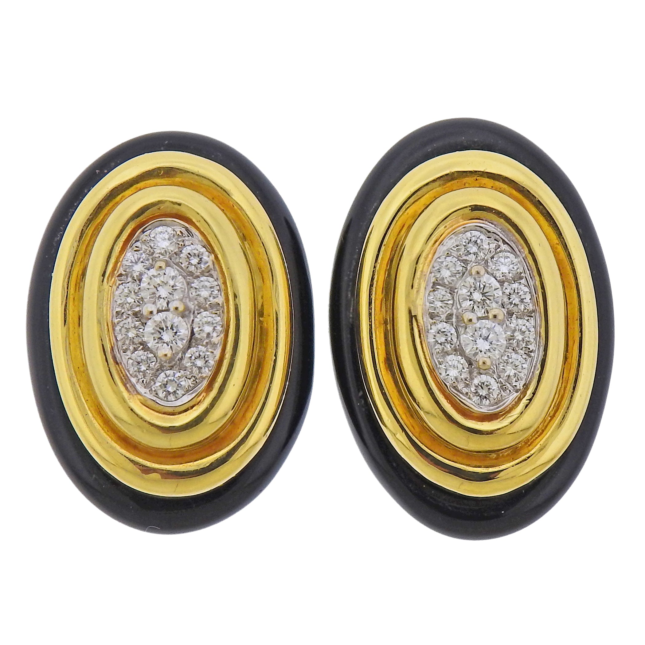 Emis Gold Onyx Diamond Earrings - Oak Gem
