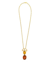 Magerit Versalles Couple Special Gold Diamond Orange Tourmaline Pendant Necklace - Oak Gem