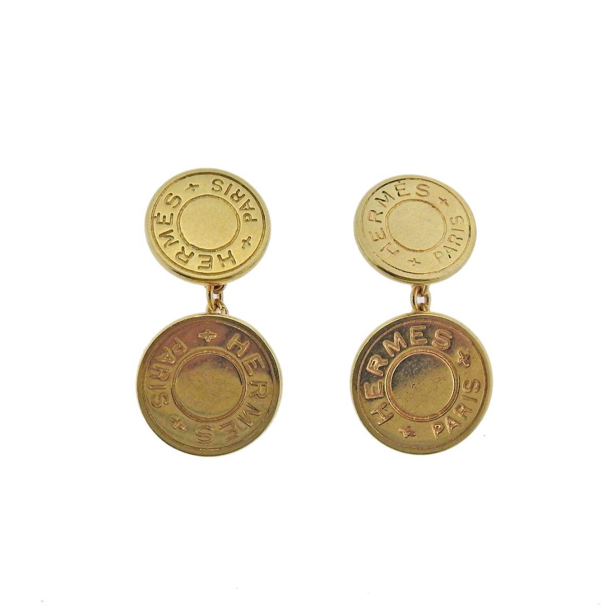 Hermes Clou De Selle Gold Cufflinks