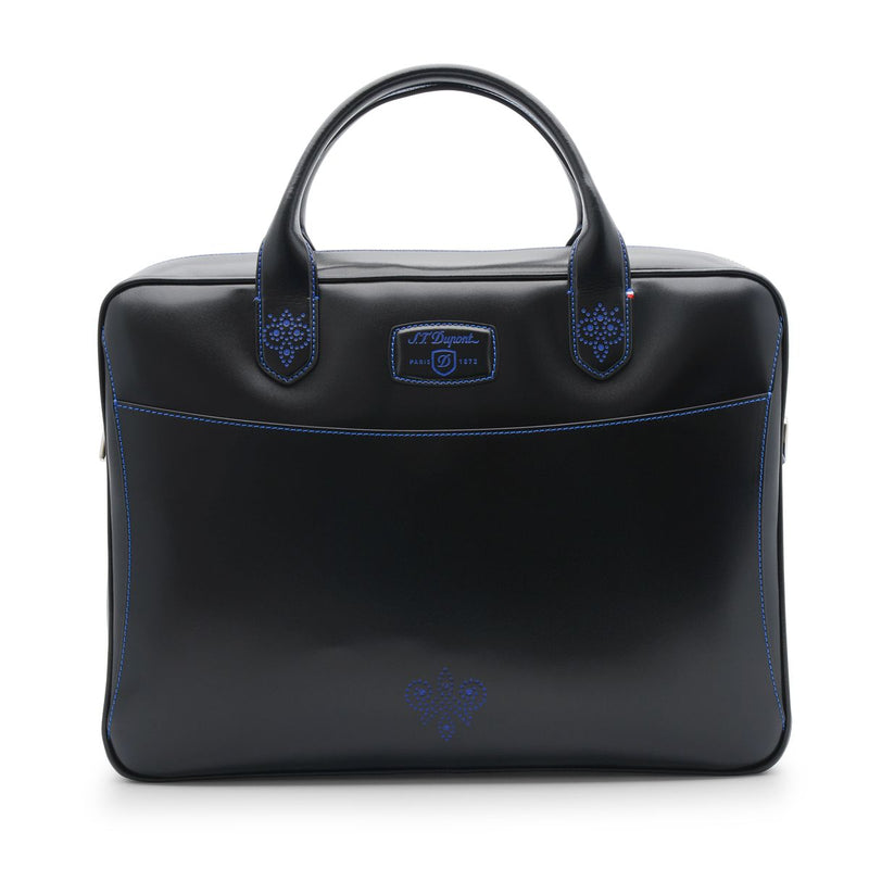 S.T. Dupont Derby Black Leather Portfolio Laptop Briefcase