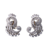 Mid Century Platinum Gold 4.50ctw Diamond Earrings