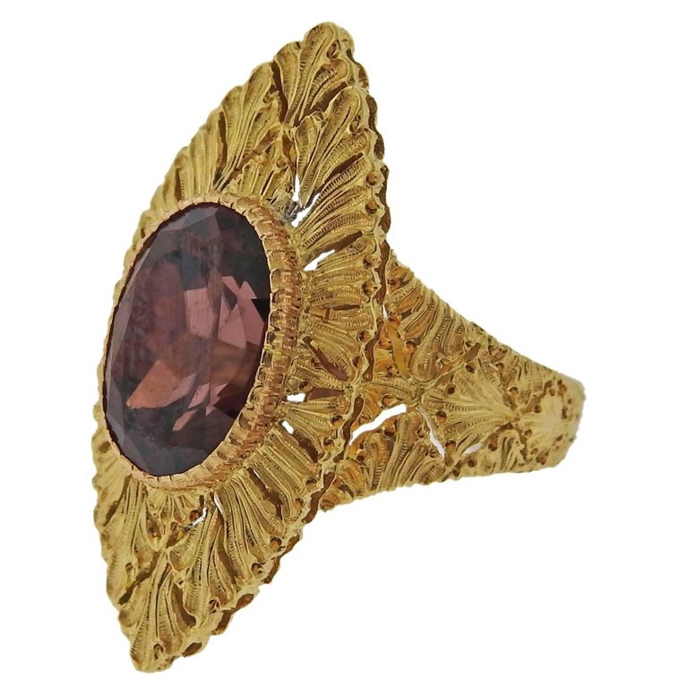 Buccellati Yellow Gold Zircon Ring - Oak Gem
