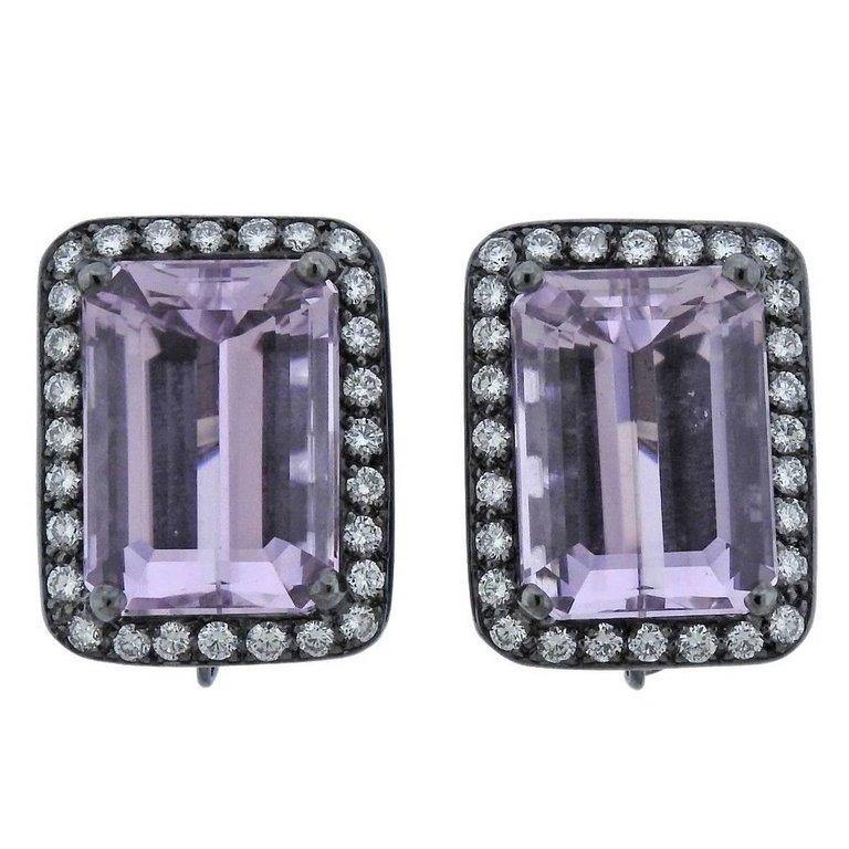 Adria de Haume 24 Carats Kunzite Diamond Gold Earrings - Oak Gem