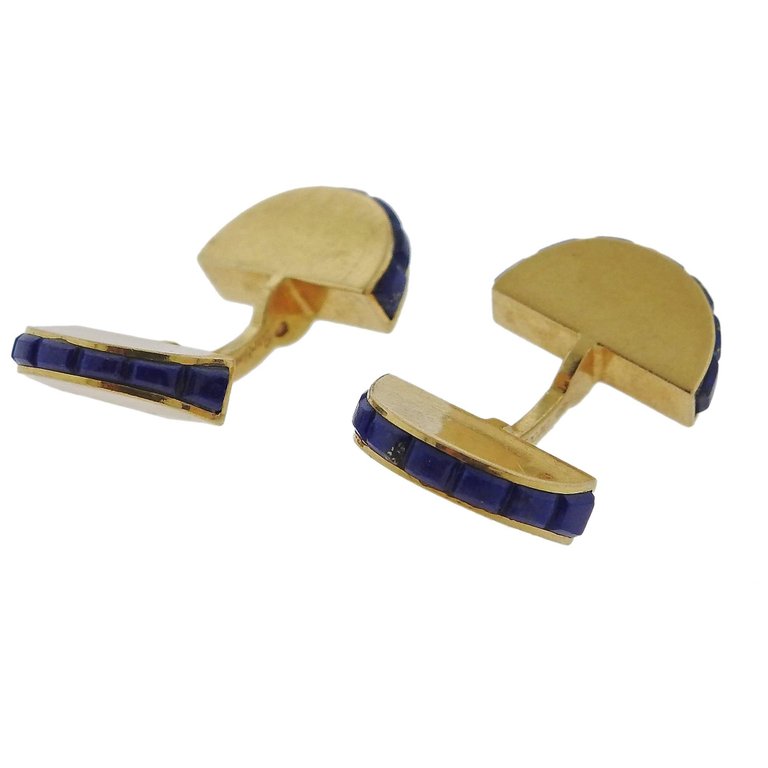 Cartier Paris France Lapis Lazuli Gold Cufflinks - Oak Gem
