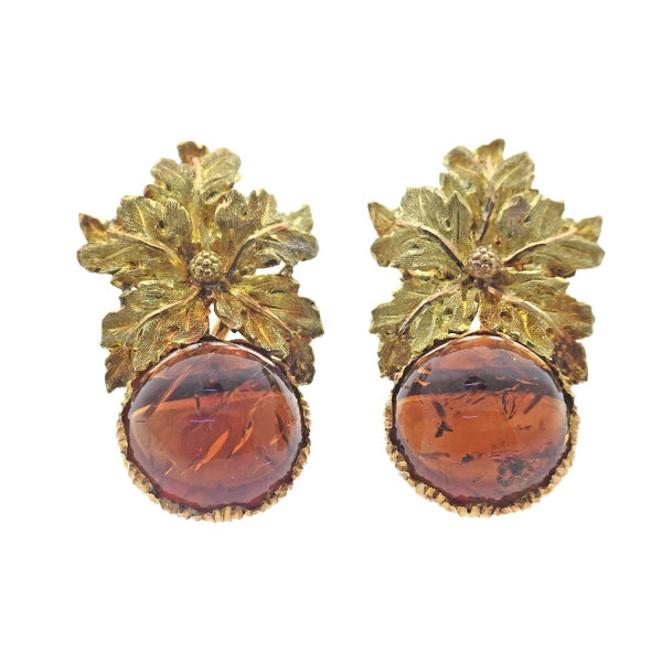 Buccellati Amber Gold Leaf Earrings
