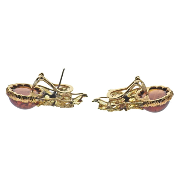 Buccellati Amber Gold Leaf Earrings