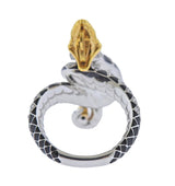 Lalique Serpent Gold Diamond Onyx Ring - Oak Gem