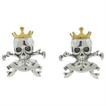 Deakin & Francis Sterling Silver Skull Crown Cufflinks - Oak Gem