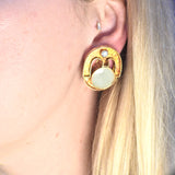 Modernist Gold Diamond Jade Earrings