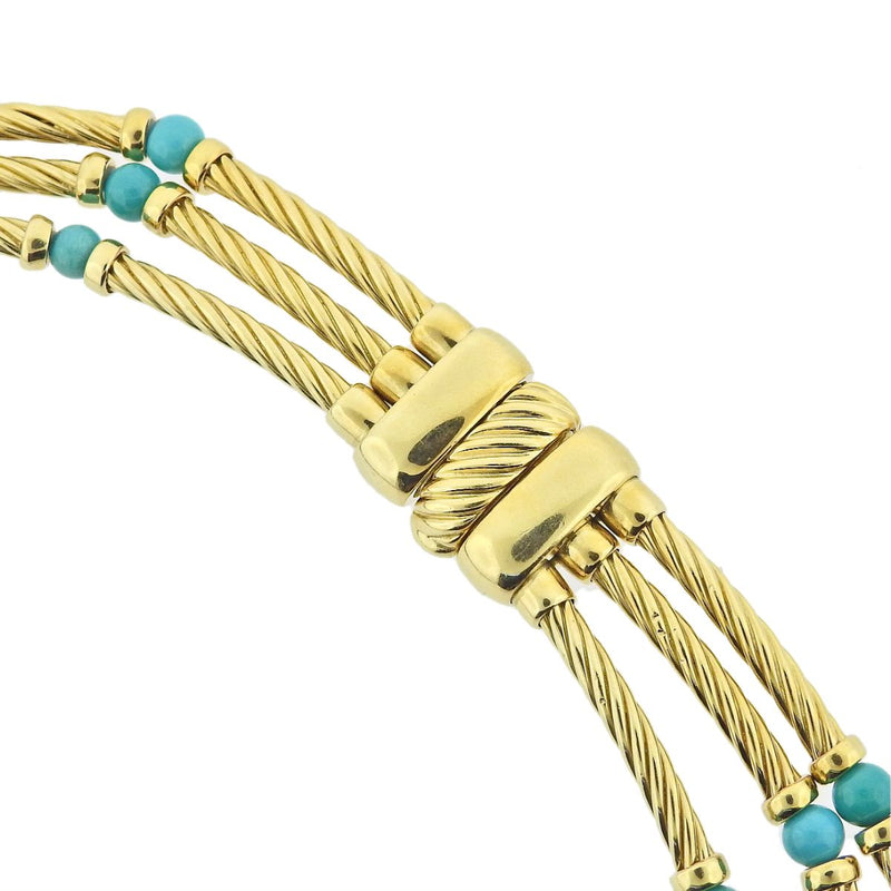 David Yurman Gold Turquoise Cable Necklace