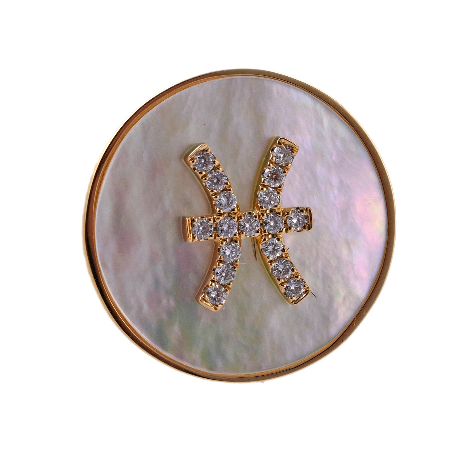 Doves Doron Paloma Diamond Mother of Pearl Gold Pisces Zodiac Ring