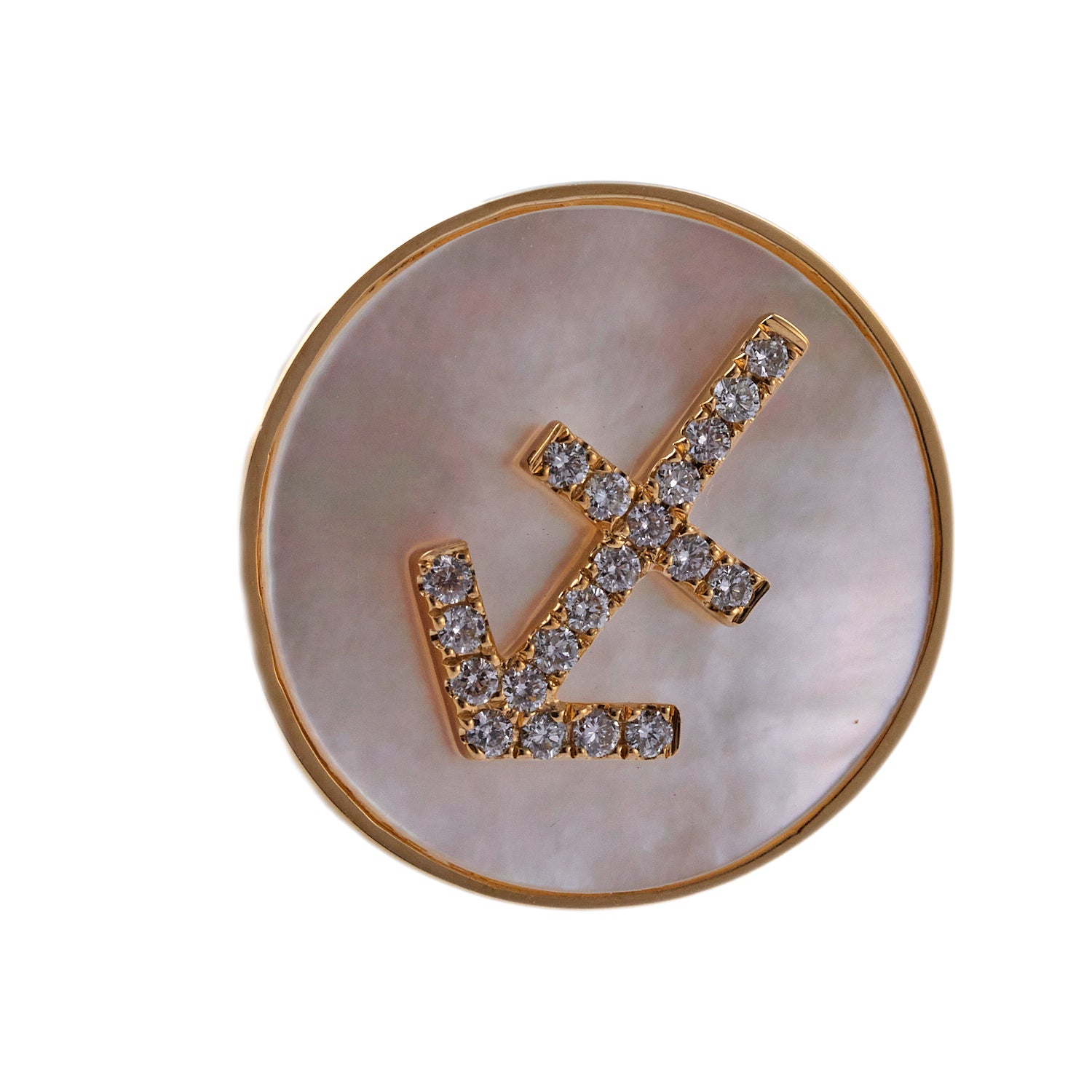 Doves Doron Paloma Diamond Mother of Pearl Gold Sagittarius Zodiac Ring