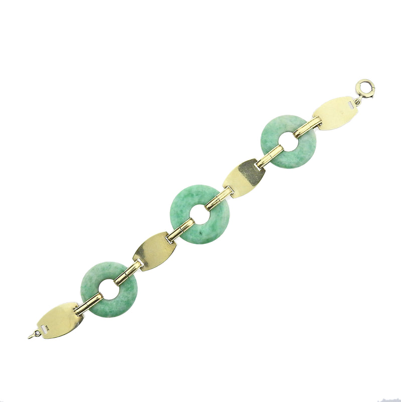 Art Deco Gold Jade Enamel Bracelet