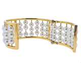 Assael Pearl Gold Wide Bangle Bracelet - Oak Gem
