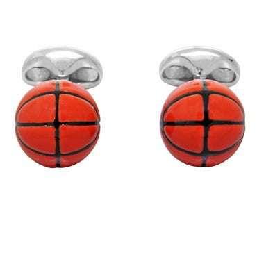 Deakin & Francis Sterling SIlver Enamel Basketball Cufflinks - Oak Gem