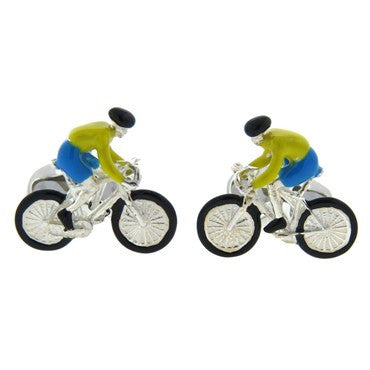 Deakin & Francis Sterling Silver Enamel Bike Rider Cufflinks - Oak Gem