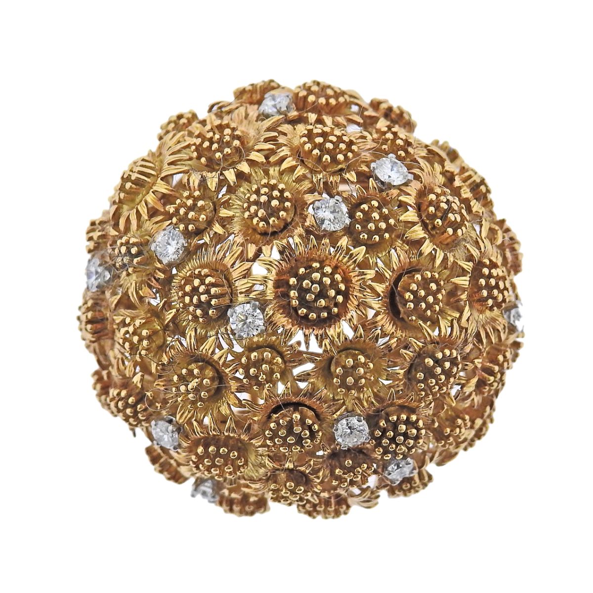 TIFFANY & CO FRANCE GOLD DIAMOND BROOCH PIN