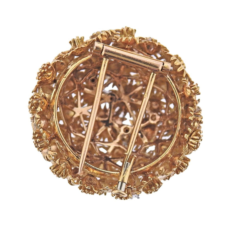 TIFFANY & CO FRANCE GOLD DIAMOND BROOCH PIN