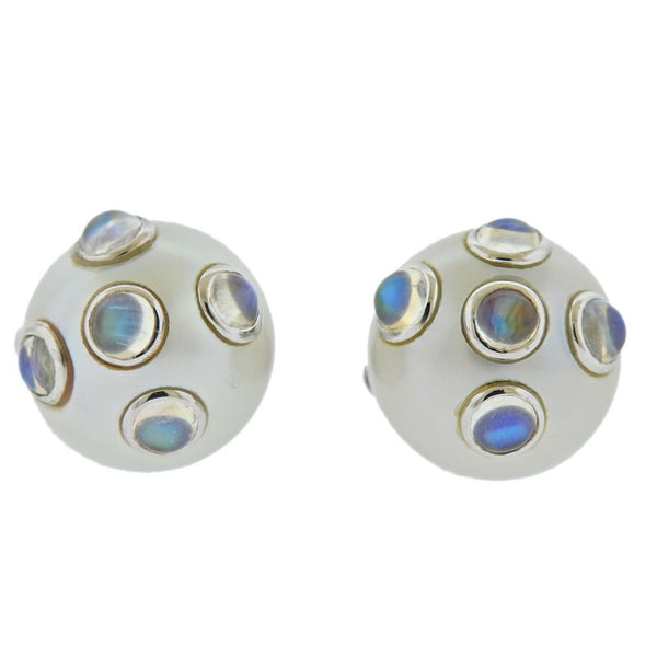 Assael South Sea Pearl Moonstone Gold Earrings - Oak Gem