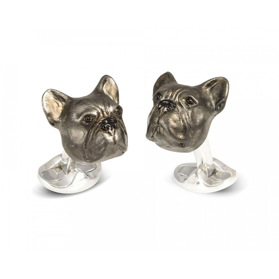 Deakin & Francis French Bulldog Sterling Silver Cufflinks - Oak Gem