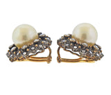 Buccellati South Sea Pearl Diamond Gold Silver Earrings - Oak Gem