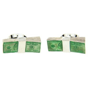 Deakin & Francis Enamel Sterling Silver Dollar Money Cufflinks - Oak Gem