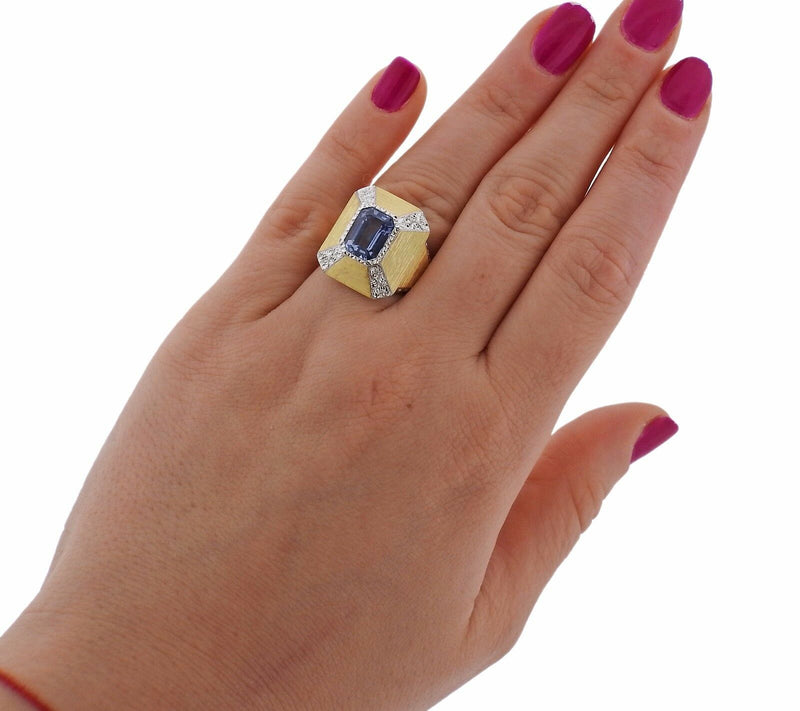 Buccellati 18k Gold 3.70ct Sapphire Ring - Oak Gem