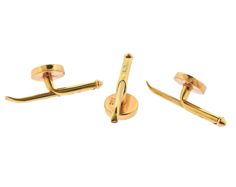 Tiffany & Co Gold Onyx Cufflinks Stud Set - Oak Gem