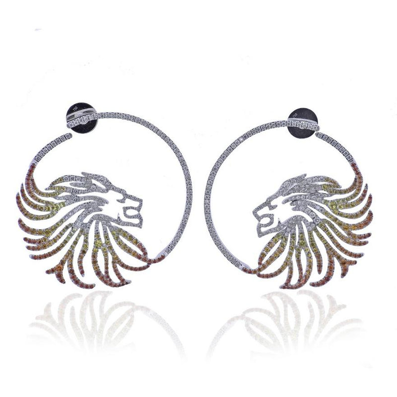 Bucherer Gold Sapphire Diamond Lion Hoop Earrings – Oak Gem