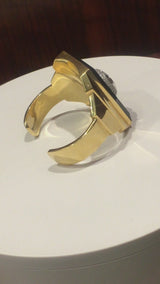 Rare Gucci Onyx Diamond Gold Cuff Bracelet