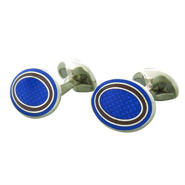 Deakin & Francis Blue Maroon Oval Sterling Silver Cufflinks - Oak Gem