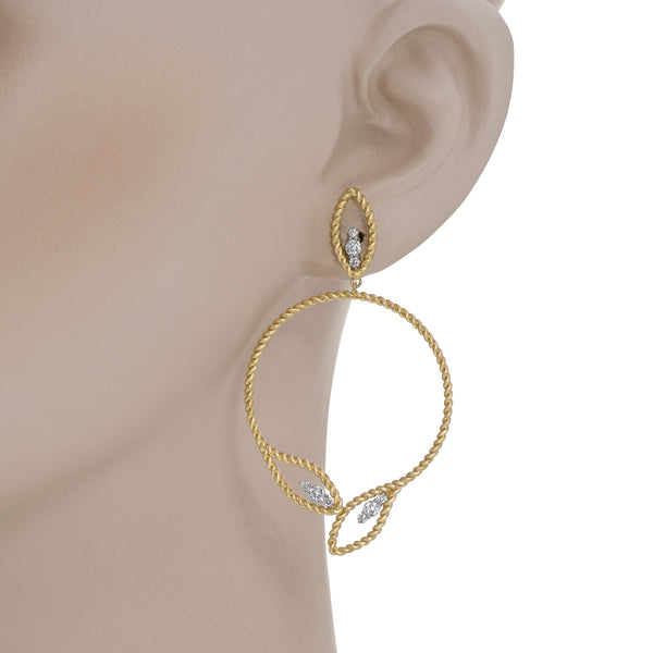 Roberto Coin Byzantine Barocco Gold Diamond Drop Earrings