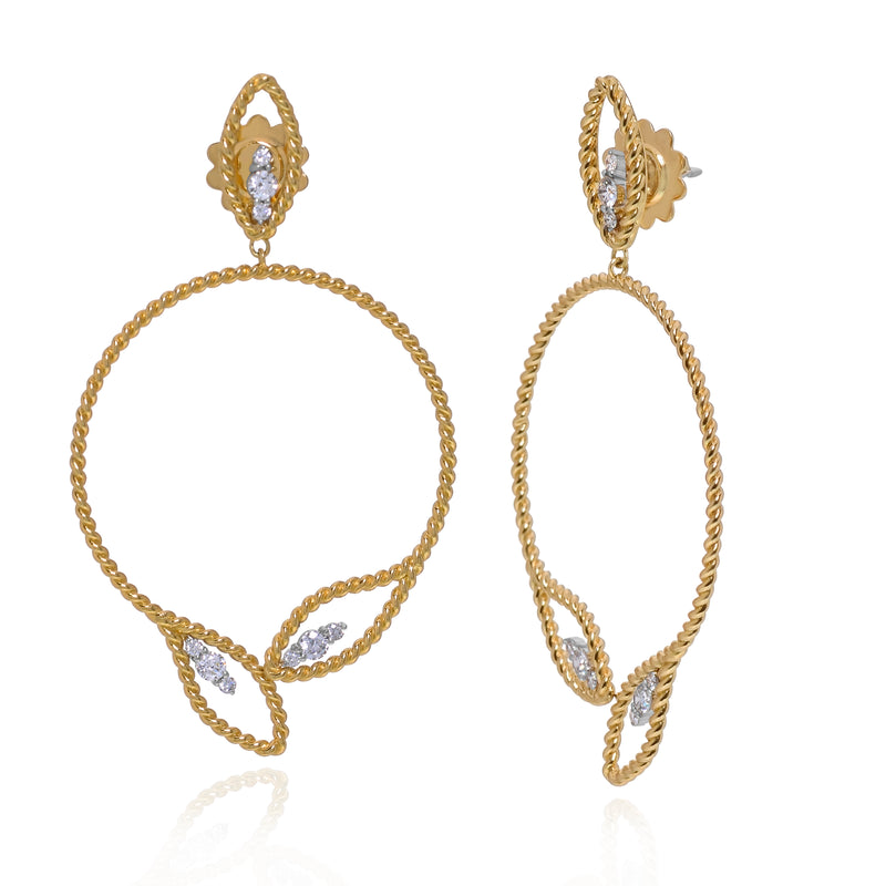 Roberto Coin Byzantine Barocco Gold Diamond Drop Earrings