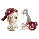 Deakin & Francis Sterling Silver Red Bandana Skull Ruby Cufflinks - Oak Gem