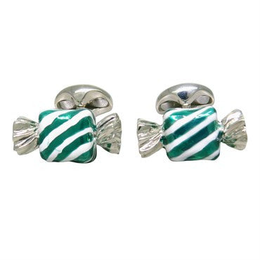 Deakin & Francis Green Enamel Sterling Silver Sweet Candy Cufflinks - Oak Gem