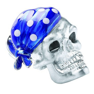 Deakin & Francis Sterling Silver Sapphire Blue Bandana Skull Lapel Pin - Oak Gem