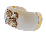 Verdura White Agate Diamond Gold Cuff Bracelet - Oak Gem