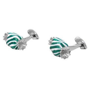 Deakin & Francis Green Enamel Sterling Silver Sweet Candy Cufflinks - Oak Gem