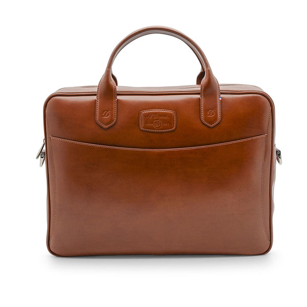 S.T. Dupont Line D Brown Leather Portfolio Laptop Briefcase