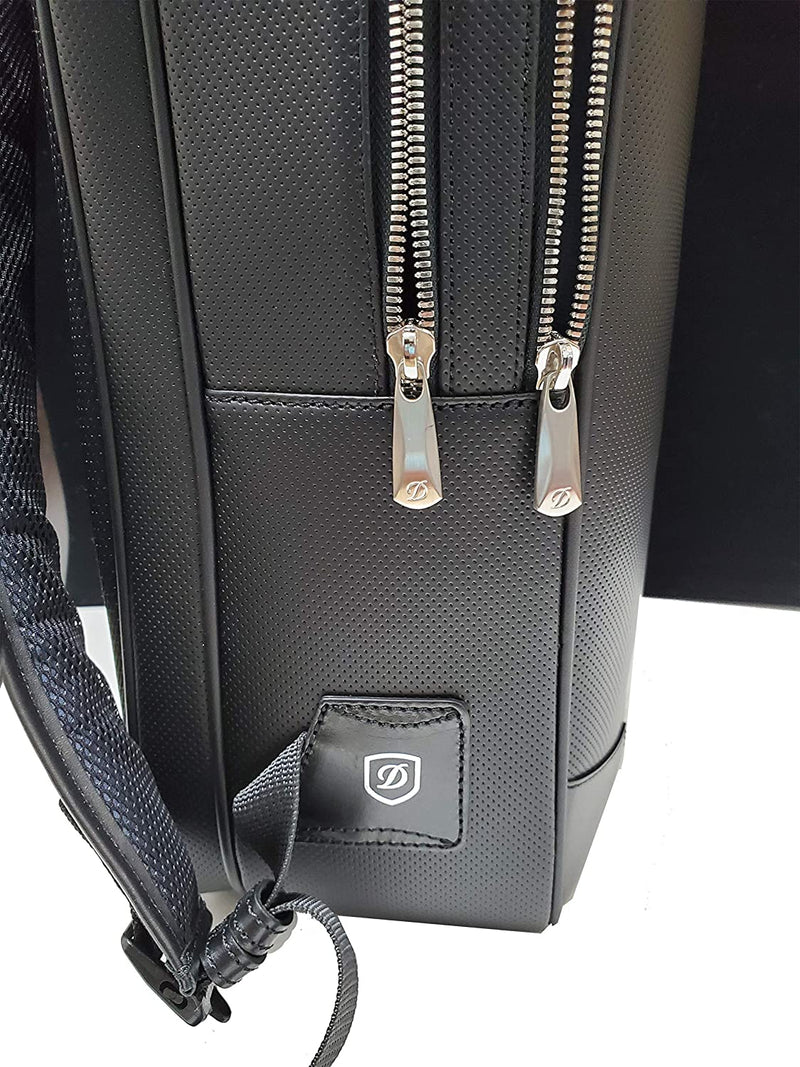 S.T. Dupont Black Perforated Leather Laptop Backpack