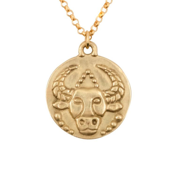 Susan Highsmith 18k Gold Taurus Zodiac Pendant Necklace - Oak Gem