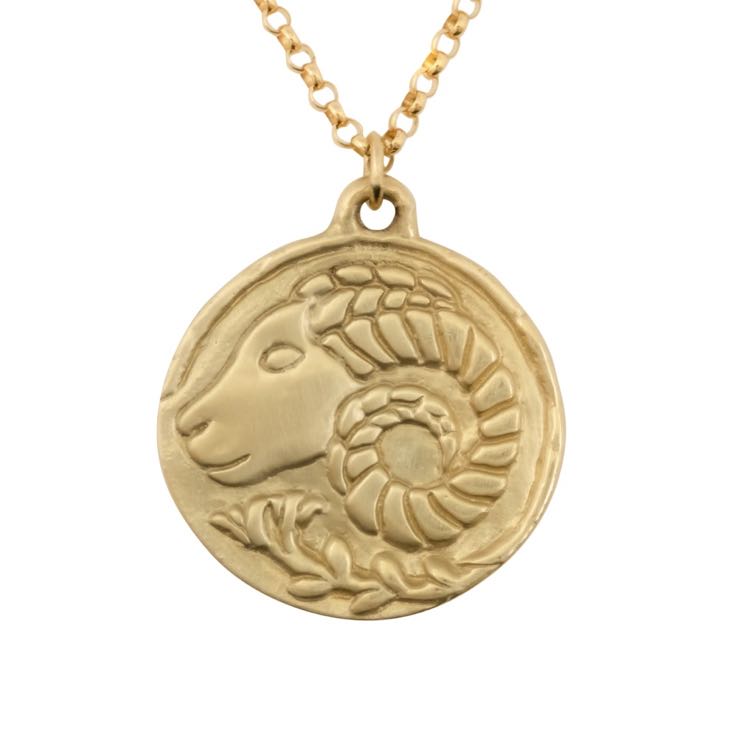 Susan Highsmith 18k Gold Aries Zodiac Pendant Necklace - Oak Gem