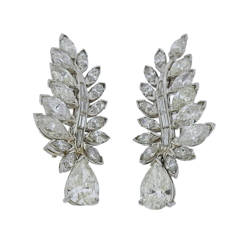 Iconic Mid Century 7 Carats Diamond Platinum Earrings - Oak Gem