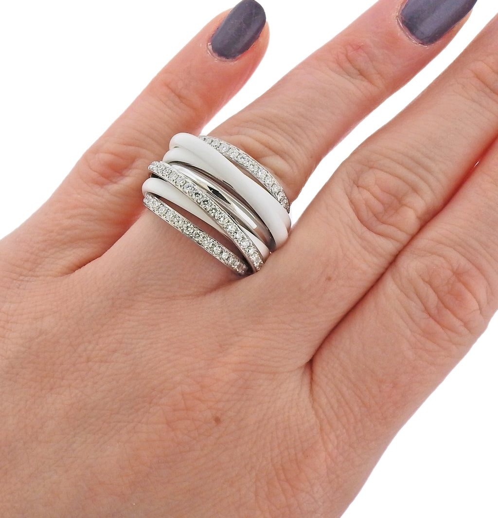 De Grisogono Allegra White Gold Ceramic Diamond Ring – Oak Gem